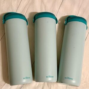 Willow Aqua and White milk containers